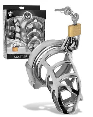 Master Series Detained Stainless Steel Chastity Cage For Him - Chastity Devices Master Series 