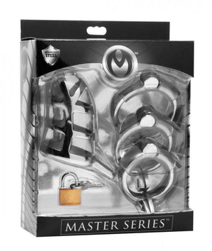 Master Series Detained Stainless Steel Chastity Cage For Him - Chastity Devices Master Series 