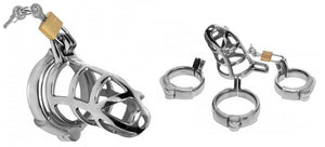 Master Series Detained Stainless Steel Chastity Cage For Him - Chastity Devices Master Series 