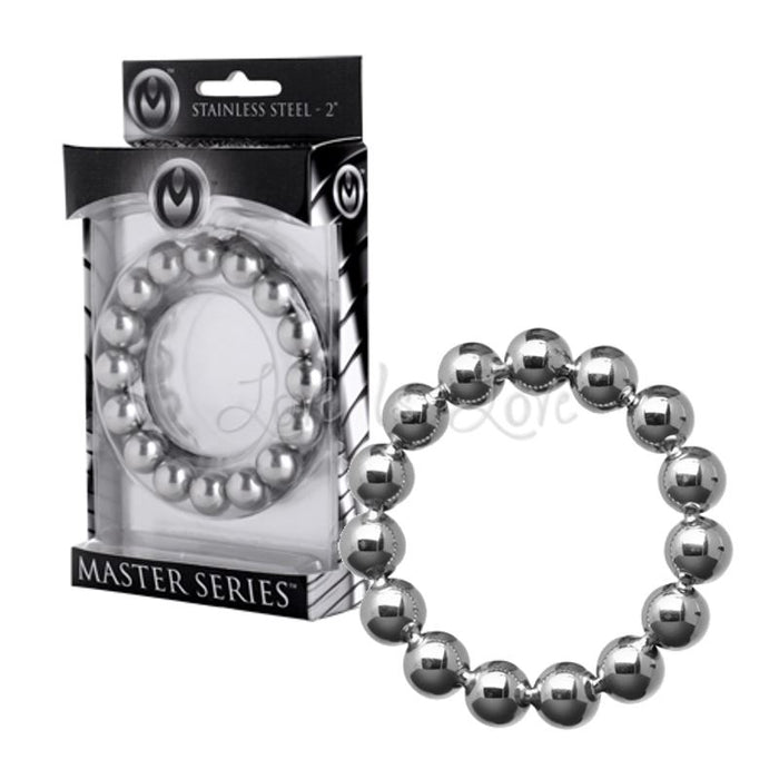 Master Series Meridian Stainless Steel Beaded Cock Ring 1.75 or 2 Inch