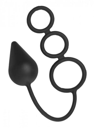 Master Series Triple Threat Silicone Tri Cock Ring And Anal Plug (Best Deal) For Him - Cock Ring & Anal Plug Master Series 