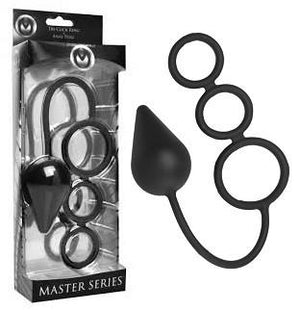 Master Series Triple Threat Silicone Tri Cock Ring And Anal Plug (Best Deal) For Him - Cock Ring & Anal Plug Master Series 