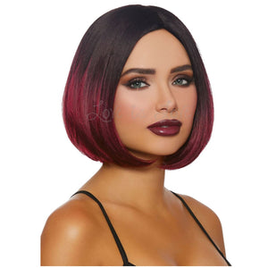 Mid-Length Ombre Bob Wig Black/Burgundy