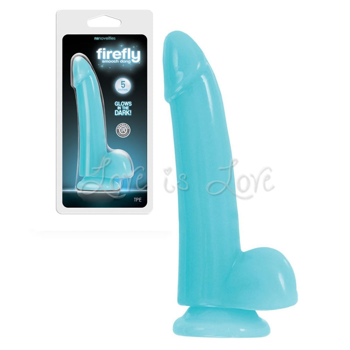 NS Novelties Firefly Smooth Glowing Dong 5 Inch Blue