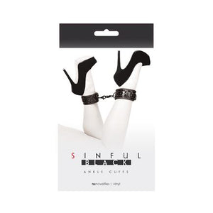 NS Novelties Sinful Ankle Cuffs Black or Pink Bondage - Ankle & Wrist Restraints NS novelties Black 