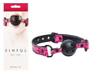 NS Novelties Sinful Ball Gag Pink Bondage - Ball & Bit Gags NS novelties 