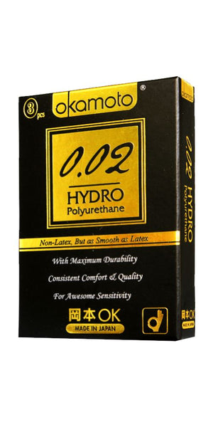 Okamoto 0.02 Hydro Polyurethane Condom 3s or 8s Enhancers & Essentials - Condoms Okamoto 3pcs 
