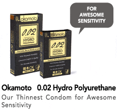 Okamoto 0.02 Hydro Polyurethane Condom 3s or 8s