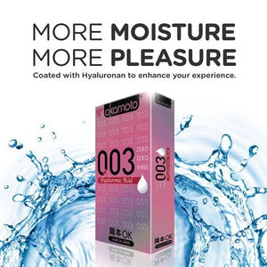 Okamoto 0.03 World's Thinnest Condom With Hyaluronic Acid - For Deep Moisturizing Sensation Enhancers & Essentials - Condoms Okamoto 