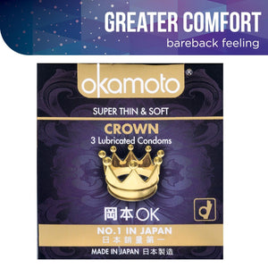 Okamoto Crown Condoms Pack of 3s or 12s Enhancers & Essentials - Condoms Okamoto 