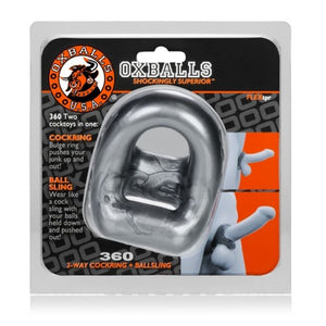 Oxballs 360 Dual Cockring and BallSling OX-3013 Black or Clear or Steel Cock Rings - Oxballs C&B Toys Oxballs Steel 