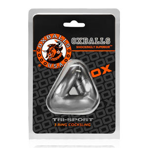 Oxballs Atomic Jock Tri-Sport 3-Ring Sling Black or Steel AJ-1076 Cock Rings - Oxballs C&B Toys Oxballs 