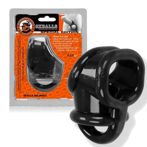 Oxballs Ballsling Cocksling with Splitter Black OX-3027 Cock Rings - Oxballs C&B Toys Oxballs 