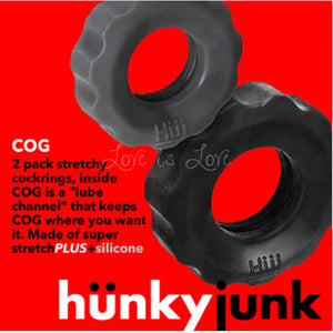 Oxballs Hunkyjunk Cog 2-Size 2-Pack C-Rings Tar/Stone Cock Rings - Oxballs C&B Toys Oxballs 