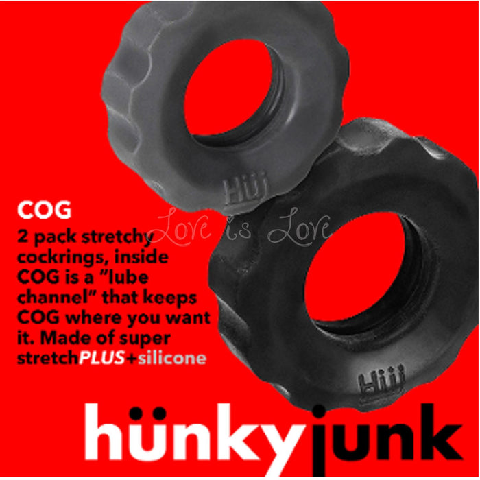 Oxballs Hunkyjunk Cog 2-Size 2-Pack C-Rings Tar/Stone