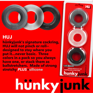 Oxballs Hunkyjunk Huj3 C-Ring 3-Pack Tar Multi Cock Rings - Oxballs C&B Toys Oxballs 