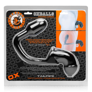 Oxballs Shockingly Superior Tailpipe Chastity Cock Lock Attached Ass Lock Butt Plug For Him - Oxballs Series Oxballs 