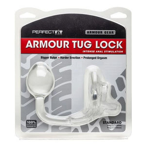 Perfect Fit Armour Tug Lock Standard Medium Plug 1.7 Inch Cock Rings - Cock Ring & Anal Plug Perfect Fit Clear 