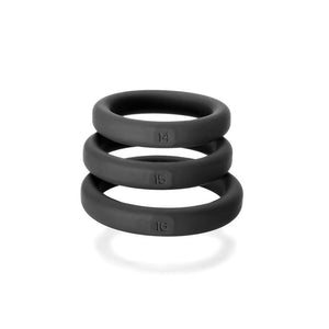 Perfect Fit Xact Fit 3 Rings Medium Kit Black (Size 14, 15 and 16) Cock Rings - Cock Ring Sets Perfect Fit 