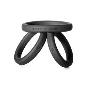 Perfect Fit Xact Fit 3 Rings Mixed Kit Black (Size 14, 17 and 20) Cock Rings - Cock Ring Sets Perfect Fit 