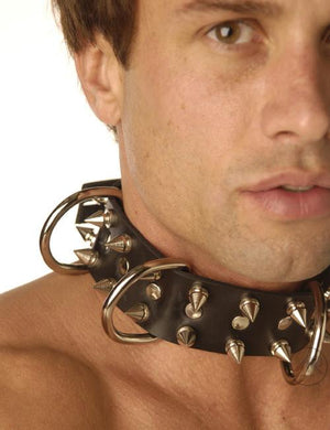 Premium Leather Collar Lockable With Spikes ( Good Reviews) Bondage - Premium Luxury Bondage Gear XRLLC 