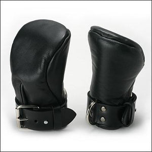Premium Leather Deluxe Padded Fist Mitts SM or ML Bondage - Premium Luxury Bondage Gear XRLLC Small/Medium 