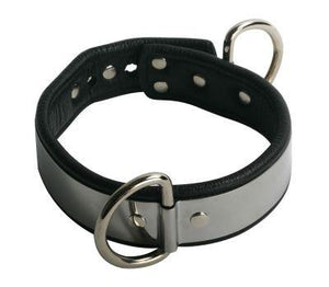 Premium Leather Line With Metal Band Collar Bondage - Collars & Leash Strict Leather 
