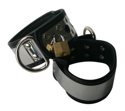 Stylish Leather Lined With Metal Band Cuffs