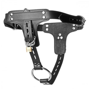 Premium Leather Locking Leather Cock Ring and Anal Plug Harness (Newly Replenished on Apr 19) Strap-Ons & Harnesses Strict Leather 