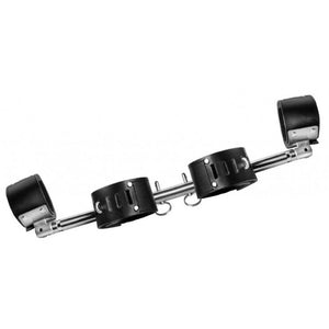 Premium Leather Wrist And Ankle Locking Cuffs With Swiveling Adjustable Spreader Bar AD293 Bondage - Spreader Bars XRLLC 