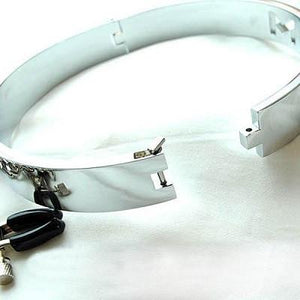 Rapture Stainless Steel Collar With Nipple Clamps Bondage - Collars & Leash Rapture Novelties 