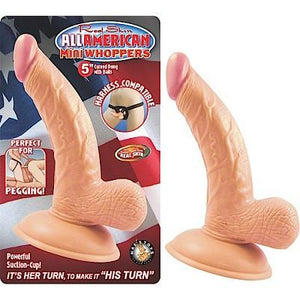Real Skin All American Mini Whoppers Curved Dong With Balls Flesh 4 inch or 5 inch Dildos - Suction Cup Dildos Nasstoys 