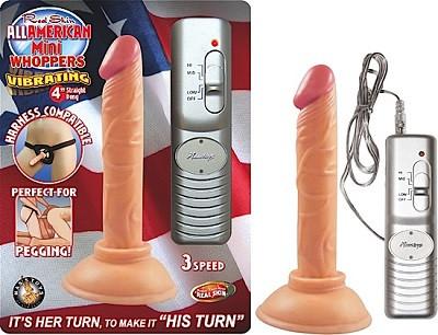 Real Skin All American Mini Whoppers Vibrating Straight Dong Flesh 4 Inch