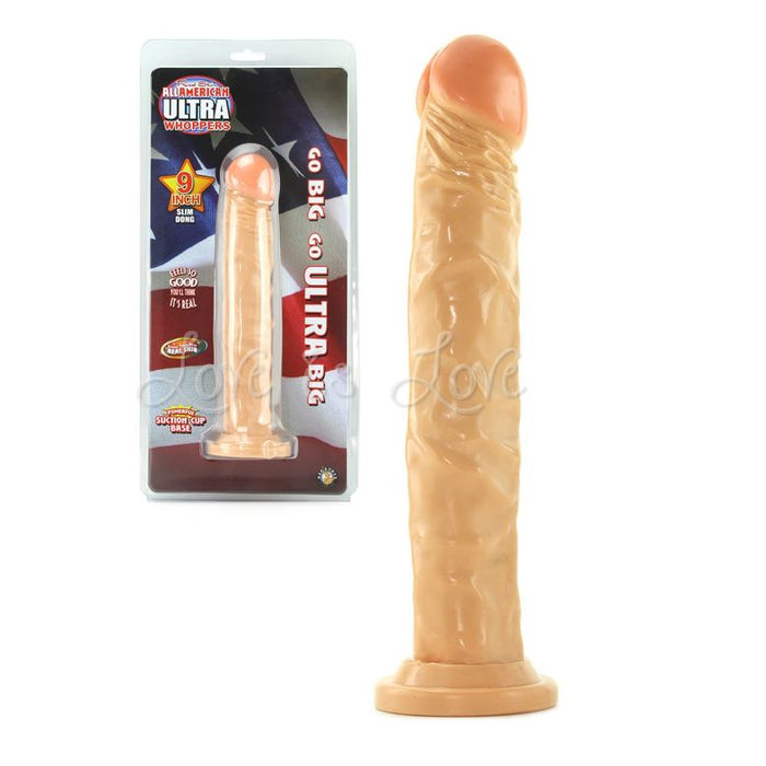 Real Skin All American Ultra Whoppers 9 Inch Slim Dong With Suction Cup