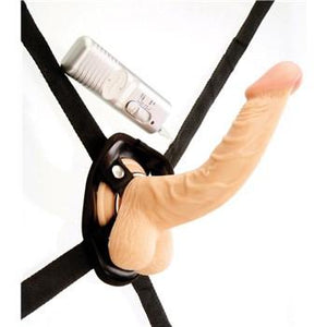 Real Skin All American Whoppers 6.5 Inch Vibrating Dong With Harness Strap-Ons & Harnesses - Vibrating Strap-Ons Nasstoys 