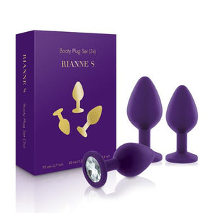 Rianne S Soiree Booty Plug Set 3x Black or Purple Anal - Anal Trainer Kits Rianne S Purple 