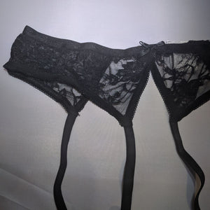 Rimba Black Lace Garter Belt and Stocking Set RIM 1425 (Retail Popular Lace Garter Belt and Stocking Set) For Her - Women's Sexy Wear Rimba 