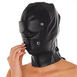 Rimba Leather Executioner Hood With Detachable Blinders And Mouth Piece RIM 7577 Bondage - Hoods & Muzzles Rimba 