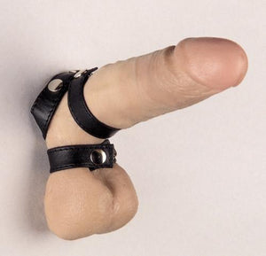 Rimba Luxury Leather Penis and Ball Strap/Divider with Stud Decor RIM 7420 For Him - Cock Rings Rimba 