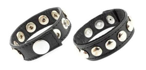 Rimba Luxury Leather Snap Cock Ring with Studs RIM 7398 or RIM 7399 For Him - Cock Rings Rimba 