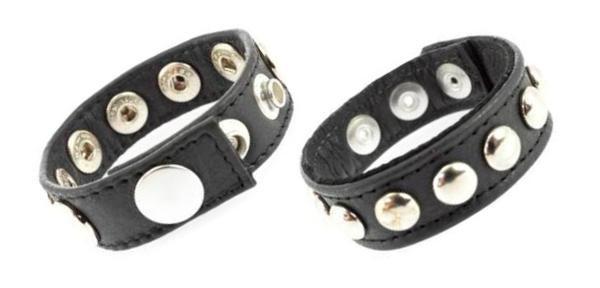 Rimba Luxury Leather Snap Cock Ring with Studs*