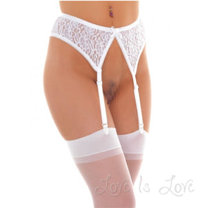 Rimba White Lace Garter Belt and Stocking Set RIM 1427 For Her - Women's Sexy Wear Rimba 