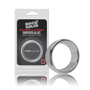 Rock Solid Brushed Alloy Medium 1.5 Inch or Large 1.75 Inch Cock Rings - Metal Cock Rings Rock Solid Large (1.75") 