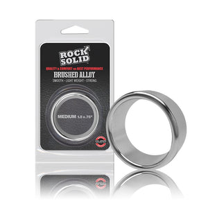Rock Solid Brushed Alloy Medium 1.5 Inch or Large 1.75 Inch Cock Rings - Metal Cock Rings Rock Solid Medium (1.5") 