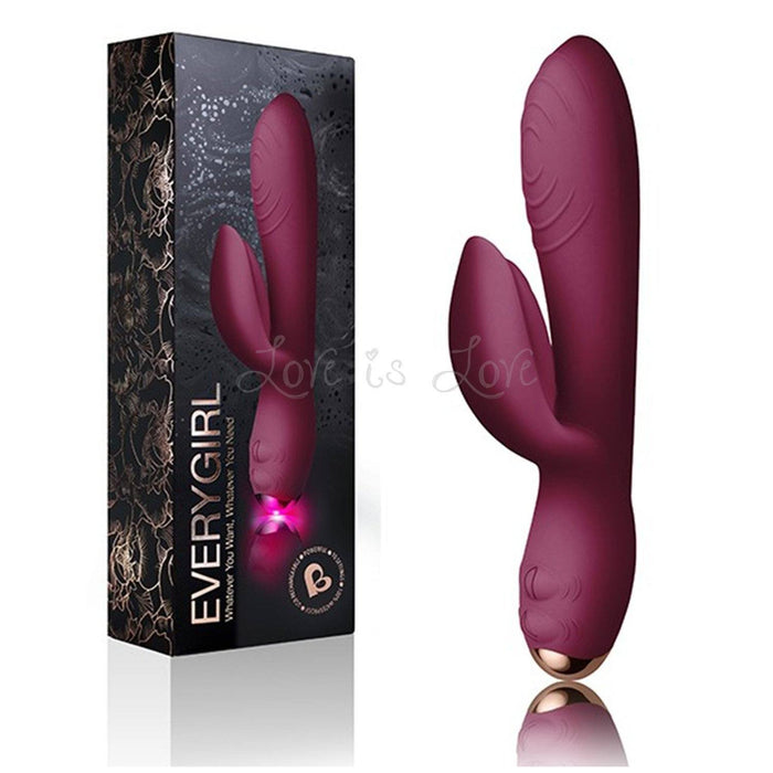 Rocks-Off EveryGirl 10 Speed Silicone Rabbit Vibrator Burgundy