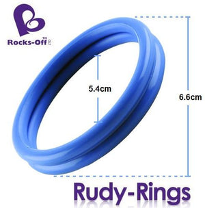 Rocks-Off Rudy Rings Stand Proud - Tear And Share Black or Blue For Him - Cock Rings Rocks-Off 
