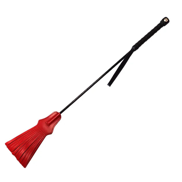 Rouge Garments Leather Tasselled Riding Crop Red