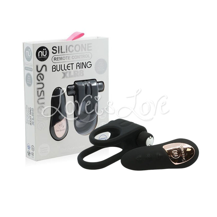 Sensuelle Remote Control Rechargeable Bullet Cock Ring XLR8 in Black [Limited Time Offer]