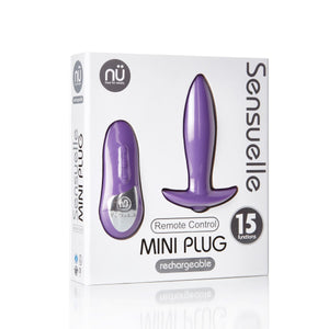 Sensuelle Remote Control Rechargeable Silicone Mini Plug 15 Function Black Or Purple (Newly Replenished) Anal - Anal Vibrators Sensuelle Purple 