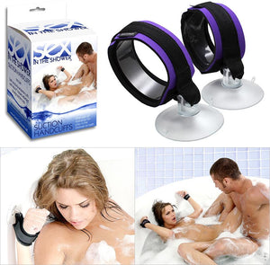 Sex In The Shower Suction Cup Handcuffs Black For Us - Bathtime Fun Sex In The Shower 